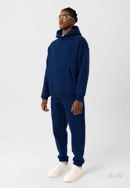 Мужской oversize костюм худи+брюки в темно-синем цвете fhs10 фото