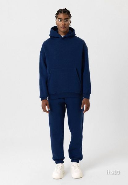 Мужской oversize костюм худи+брюки в темно-синем цвете fhs10 фото