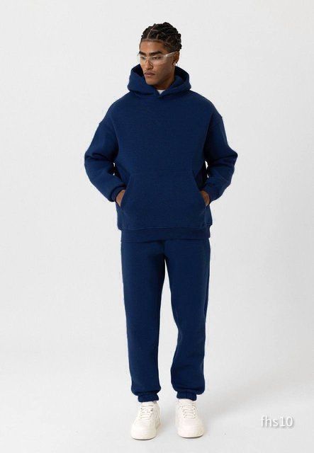Мужской oversize костюм худи+брюки в темно-синем цвете fhs10 фото