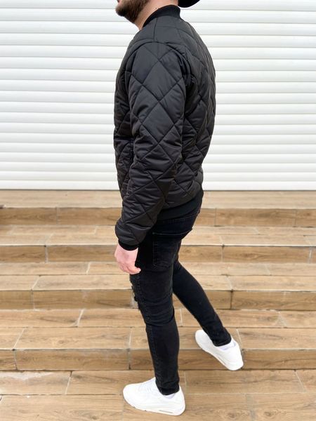 Мужской бомбер из плащевки в черном цвете 3055black фото