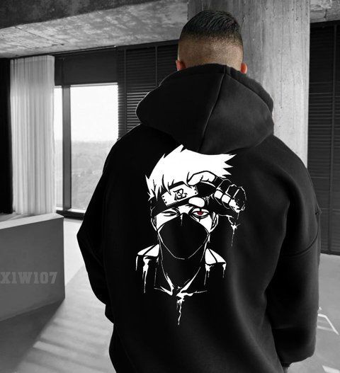 Чоловіче oversize худі з принтом у чорному кольорі x1w107 фото