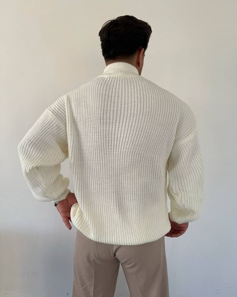 Мужской oversize свитер в белом цвете mr133 фото