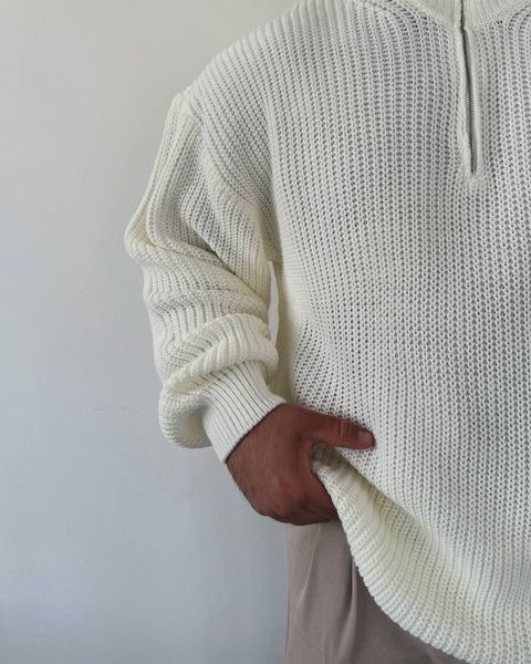 Мужской oversize свитер в белом цвете mr133 фото