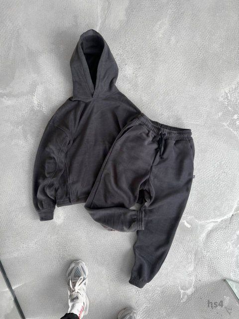 Мужской oversize флисовый костюм в графитовом цвете hs4 фото