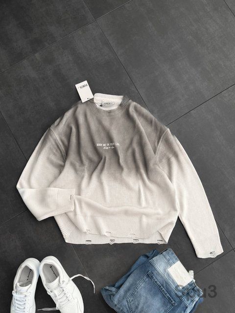 Чоловічий oversize светр у сірому кольорі spu3 фото