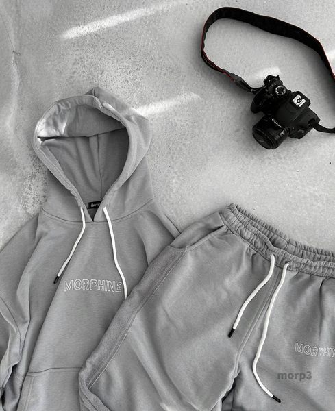 Мужской спортивный костюм худи + брюки в сером цвете morp3 фото