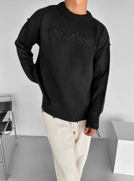 Мужской свитер oversize в черном цвете tt124 фото