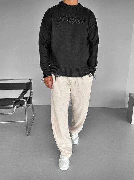 Мужской свитер oversize в черном цвете tt124 фото