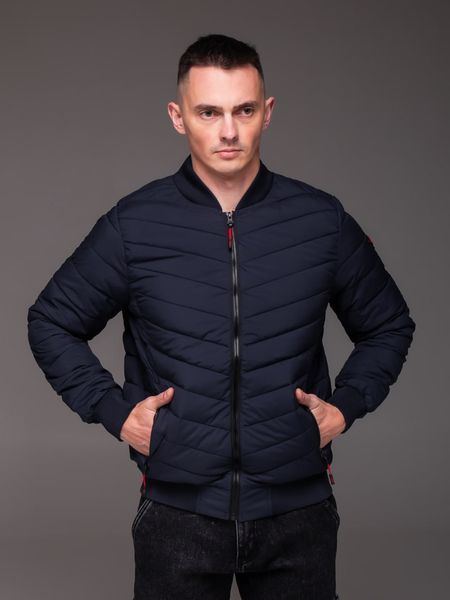 Чоловіча класична куртка без капюшона у синьому кольорі 2470sn фото