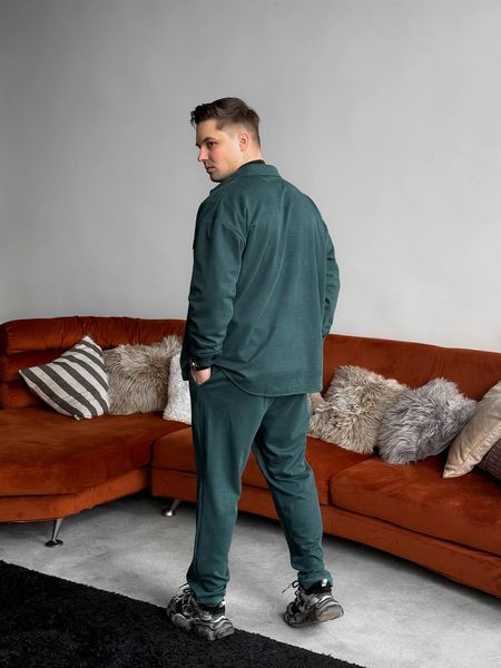 Чоловічий oversize костюм сорочка + штани у зеленому кольорі rb13 фото