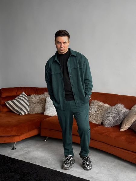 Чоловічий oversize костюм сорочка + штани у зеленому кольорі rb13 фото