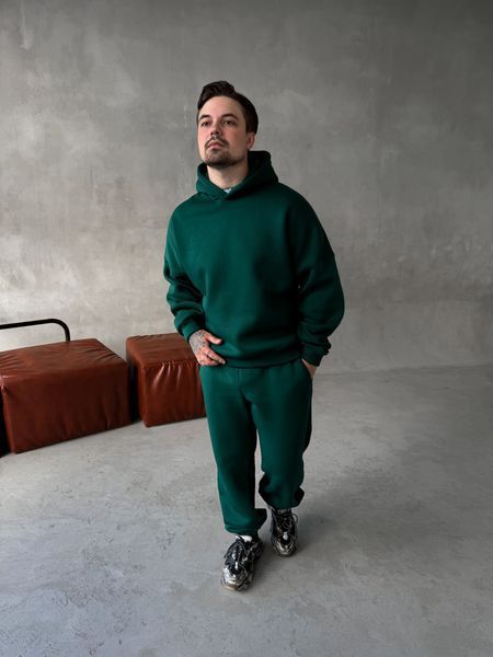 Мужской oversize спортивный костюм худи+брюки в зеленом цвете kos46 фото