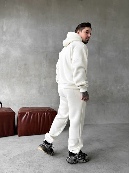 Мужской oversize спортивный костюм с принтом в белом цвете kos33 фото