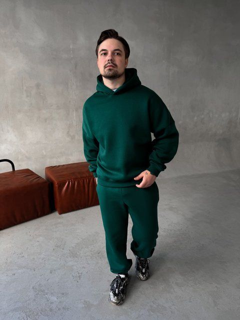Мужской oversize спортивный костюм худи+брюки в зеленом цвете kos46 фото