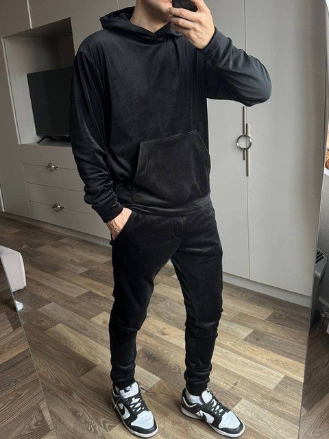 Чоловічий велюровий костюм у чорному кольорі 5010black фото