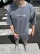 Мужской oversize костюм футболка + шорты в сером цвете нф1851 фото 1