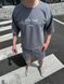 Мужской oversize костюм футболка + шорты в сером цвете нф1851 фото 3
