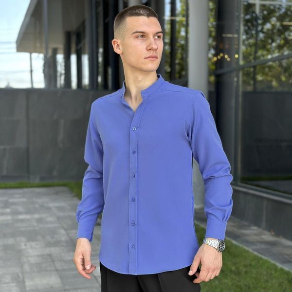 Мужская классическая рубашка в голубом цвете srru3007bl фото
