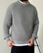 Мужской вязаный oversize свитер в сером цвете la155 фото 2