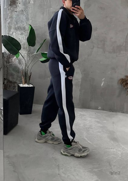 Мужской oversize костюм на флисе в графитовом цвете aln2k фото