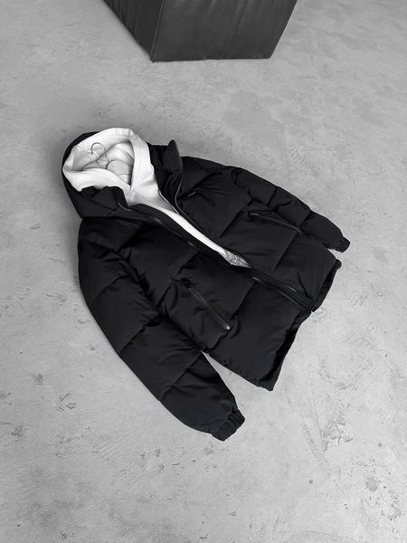 Чоловіча зимова oversize куртка у чорному кольорі dp2 фото