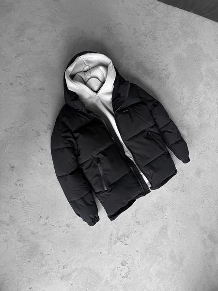 Чоловіча зимова oversize куртка у чорному кольорі dp2 фото