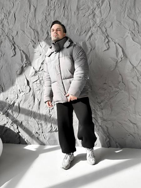 Мужская зимняя oversize куртка в сером цвете dp24 фото