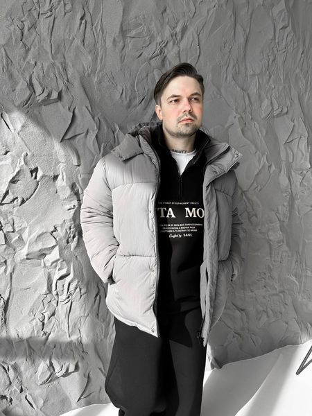 Мужская зимняя oversize куртка в сером цвете dp24 фото