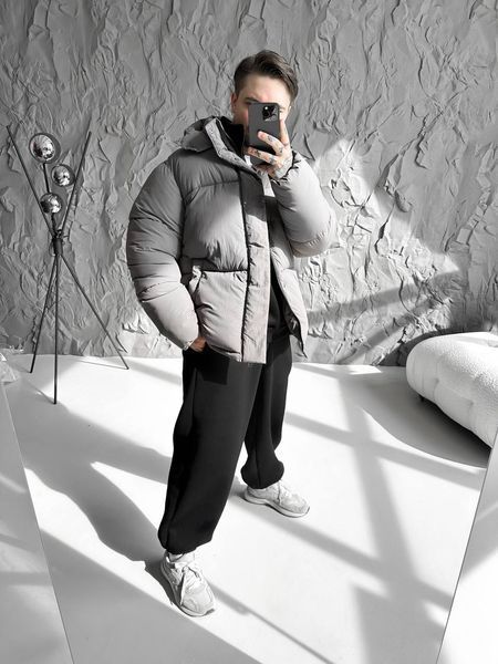 Мужская зимняя oversize куртка в сером цвете dp24 фото