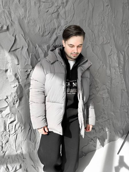 Мужская зимняя oversize куртка в сером цвете dp24 фото