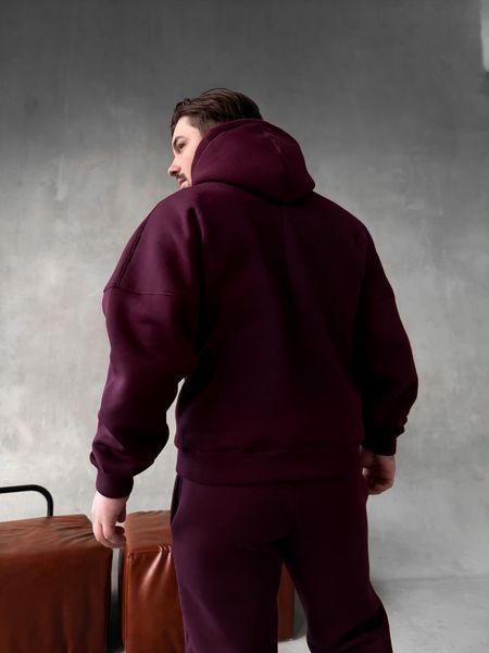 Чоловіче oversize худі у бордовому кольорі xu47 фото