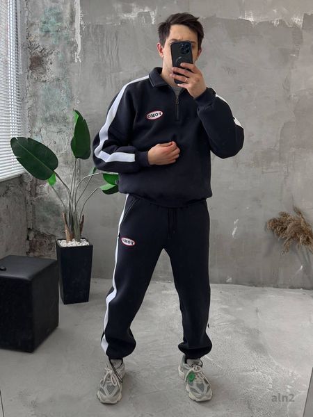 Мужской oversize костюм на флисе в графитовом цвете aln2k фото