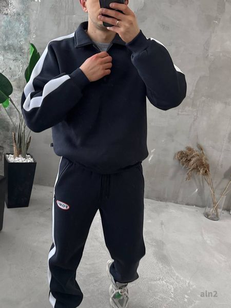 Мужской oversize костюм на флисе в графитовом цвете aln2k фото
