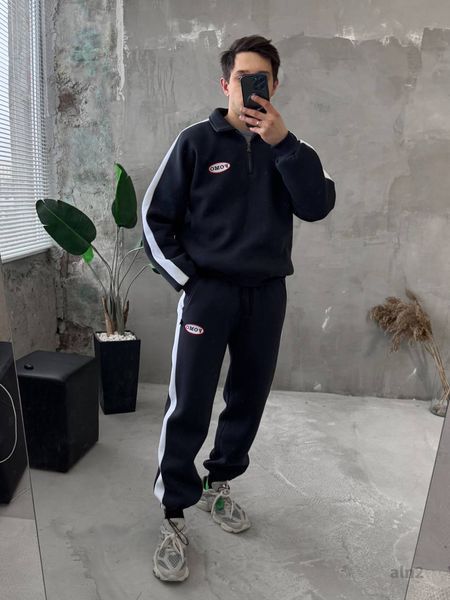 Мужской oversize костюм на флисе в графитовом цвете aln2k фото