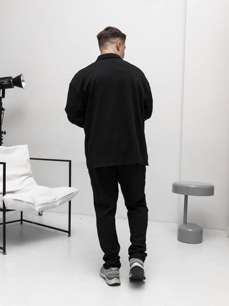 Мужской трикотажный oversize костюм в черном цвете rb17 фото