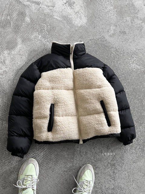 Чоловіча зимова oversize куртка у бежевому кольорі lebr3 фото