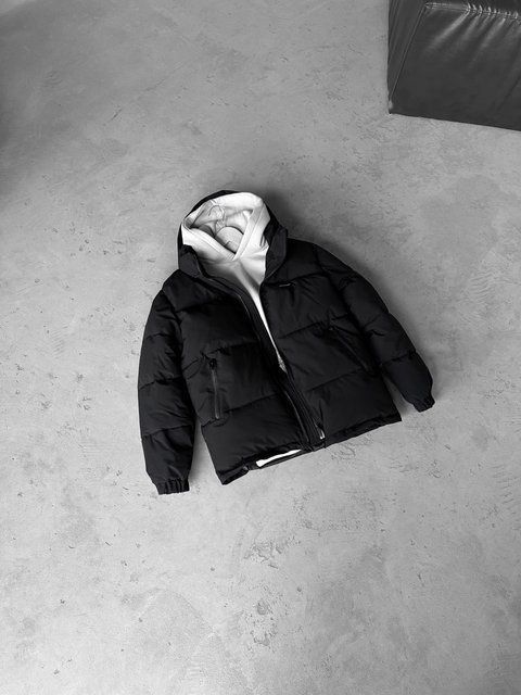 Чоловіча зимова oversize куртка у чорному кольорі dp2 фото