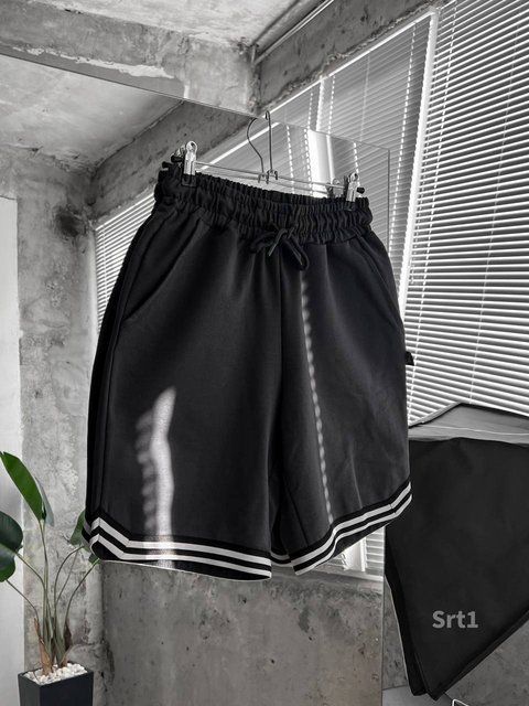 Мужские oversize шорты в черном цвете srt1 фото