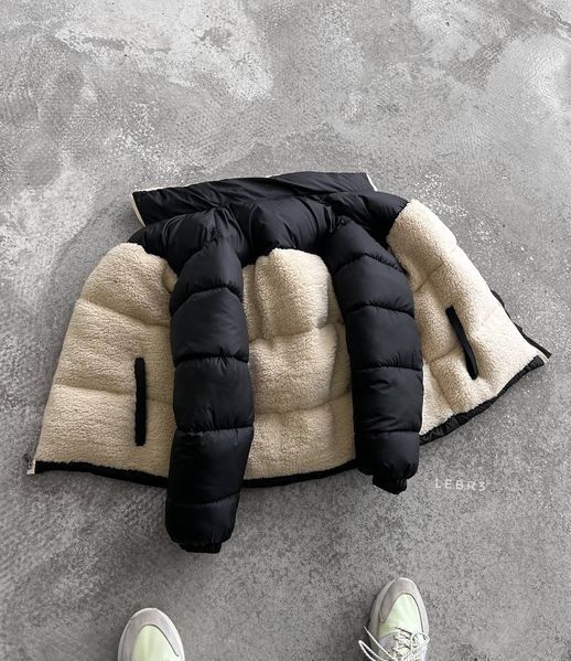 Чоловіча зимова oversize куртка у бежевому кольорі lebr3 фото
