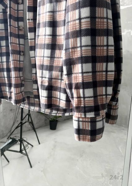Чоловіча oversize сорочка у коричневому кольорі 24r2 фото