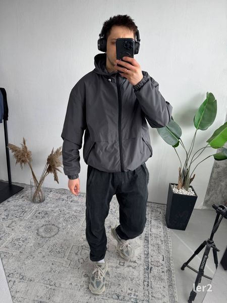 Мужская oversize ветровка в темно-сером цвете ler2n фото