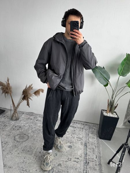 Мужская oversize ветровка в темно-сером цвете ler2n фото