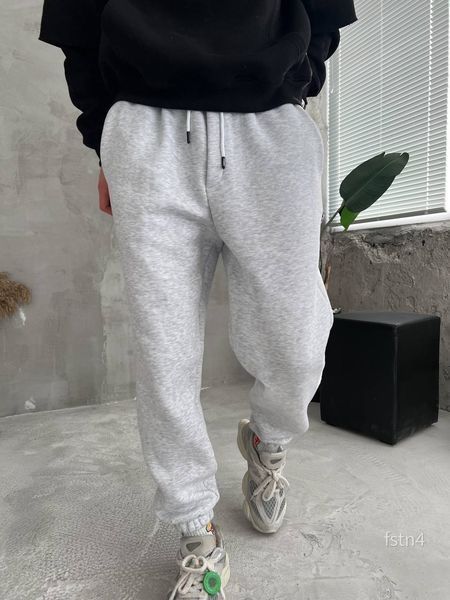 Мужские oversize джоггеры на флисе в светло-сером цвете fstn4 фото