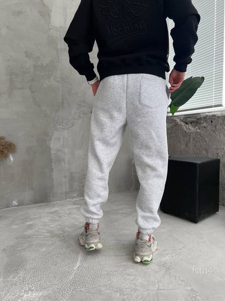 Мужские oversize джоггеры на флисе в светло-сером цвете fstn4 фото