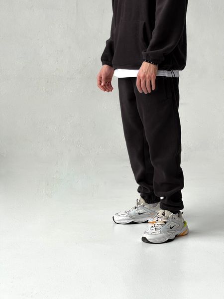 Мужской oversize флисовый костюм в черном цвете l00421 фото