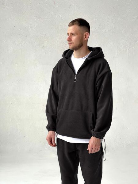 Мужской oversize флисовый костюм в черном цвете l00421 фото