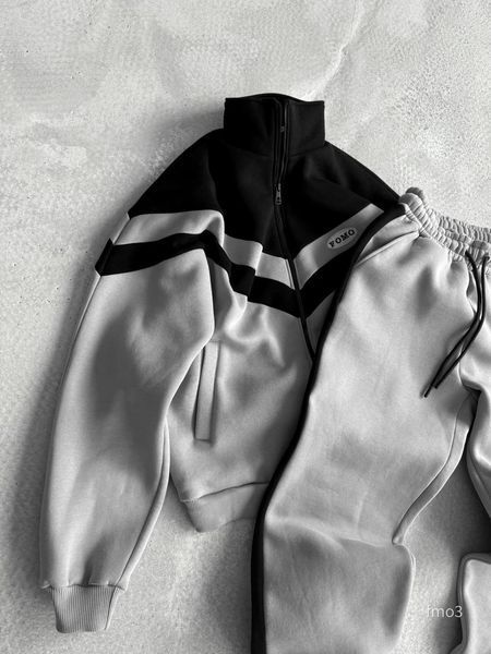 Чоловічий oversize спортивний костюм у сірому кольорі fmo3 фото