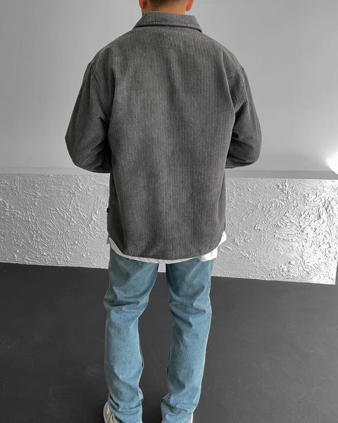 Чоловіча oversize сорочка у графітовому кольорі r00807-S-M фото
