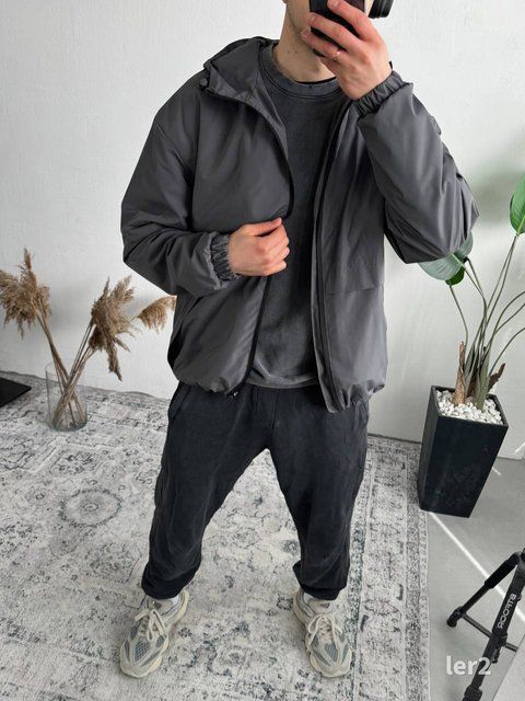 Мужская oversize ветровка в темно-сером цвете ler2n фото