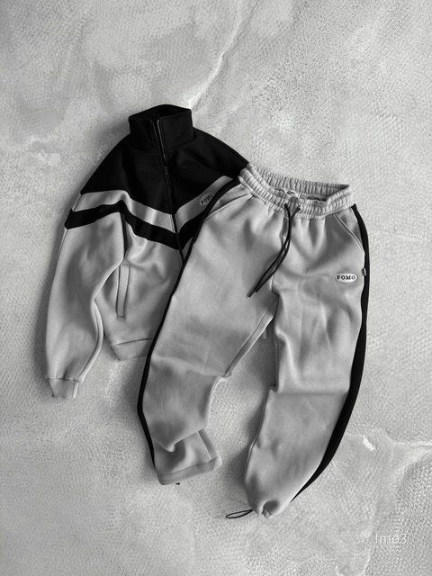Чоловічий oversize спортивний костюм у сірому кольорі fmo3 фото